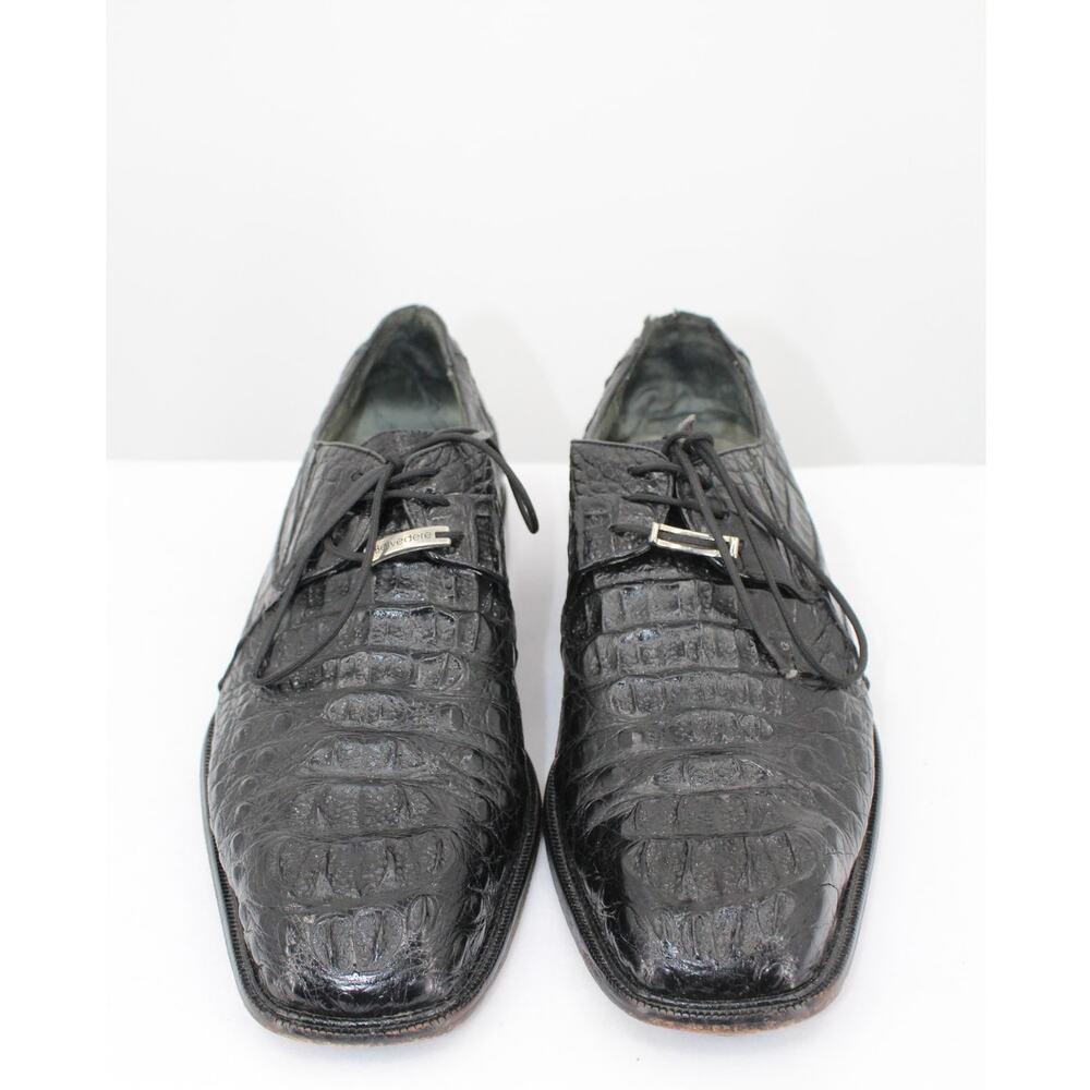 Belvedere Chapo Hornback Crocodile Oxfords size 10.5 Black *READ*